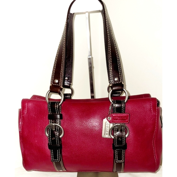 Coach Chelsea Raspberry Pebbled Leather Satchel - Picture 2 of 11